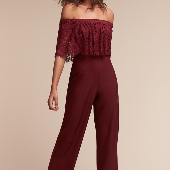 Theia Bridal Wine Mila Jumpsuit 4 0 Maroon - Picture 3 of 6